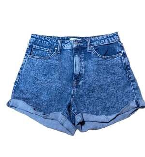 TGLA High Rise Acid Wash Denim Cuffed Jean Shorts